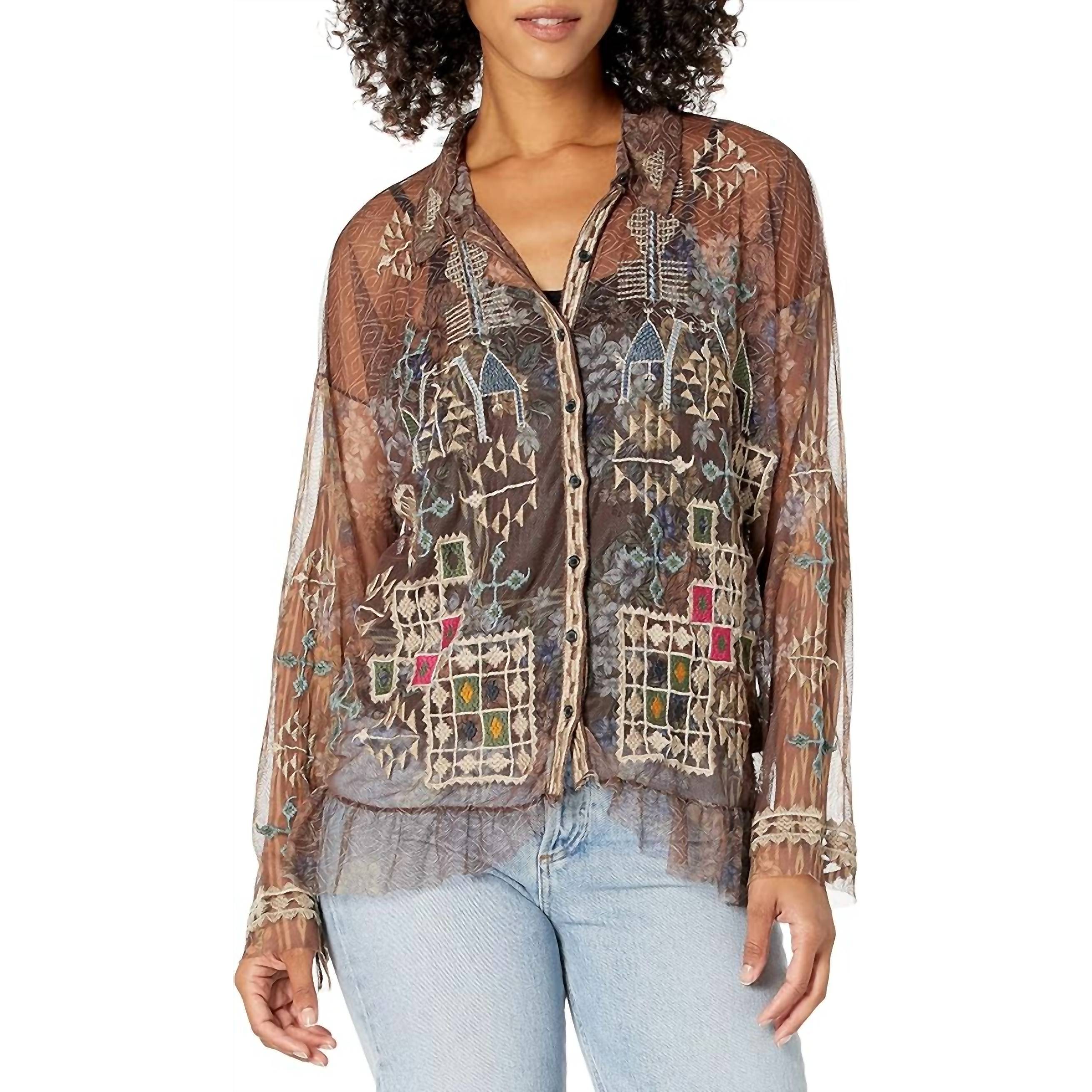 New Johnny Was Melbina Mesh Blouse In Multi